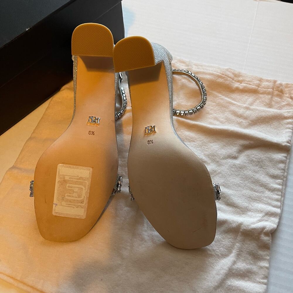 Badgley Mischka Rose Gold Crystal Block Heel Sandals - Picture 8 of 10